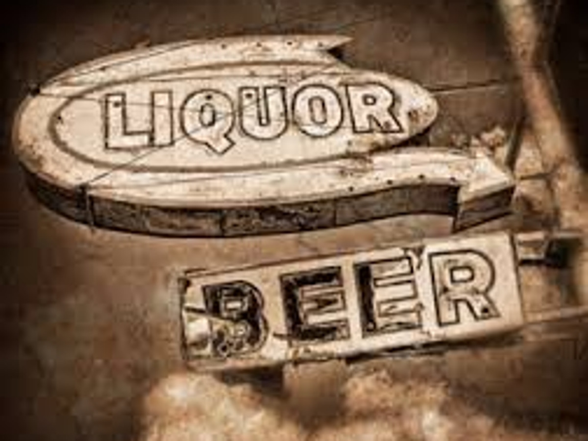 Vintage Liquor and Beer sign